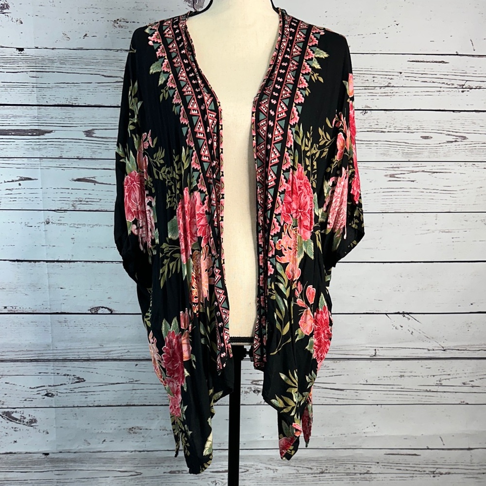 Angie Black and Pink Floral Women's Cape